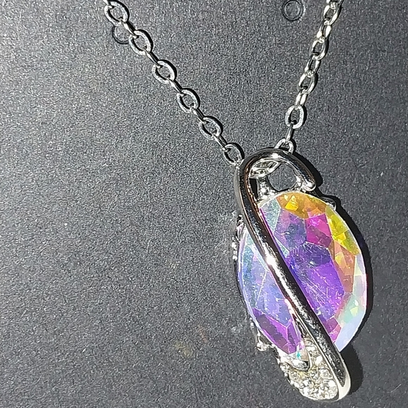 Elegant Silver Multicolor Pendant Necklace